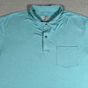 Marine Layer Shirt Mens Large Blue Golf Polo Performance‎ Stretch Weekender Logo
